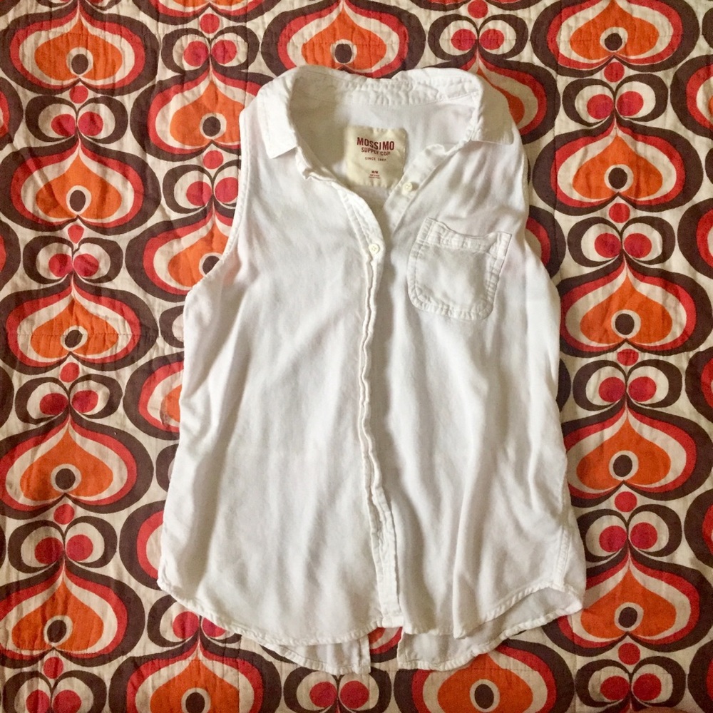 Mossimo White Button Down Sleeveless Top Size M - Picture 2 of 8